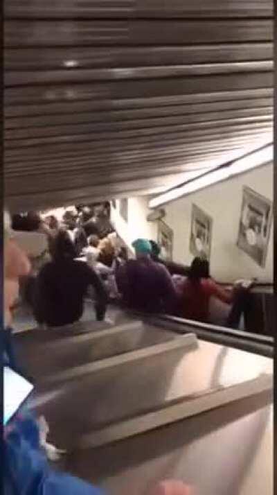 An escalator going a bit too fast