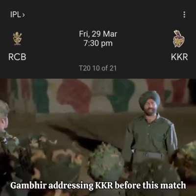 Someone just leaked Gambhir's speech for today's match! Aaj toh bhayankar memes milne wale hai!