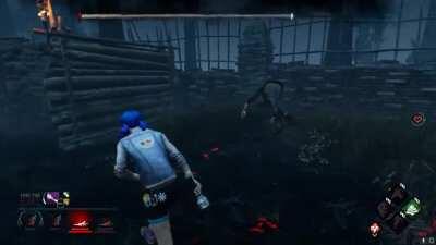 my friends camera was stuck on the killers shoulder but his body was separate, so i directed him out!