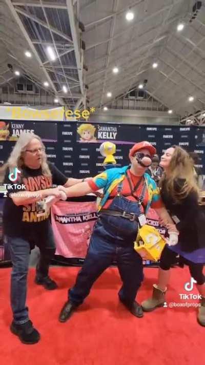 Peach and Bowser's VA fight over Mario for their team!