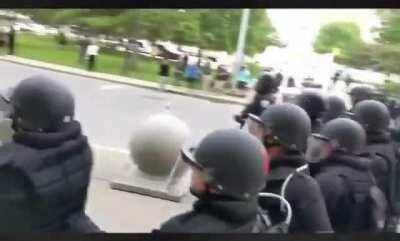 Police push elderly down and crack his skull.