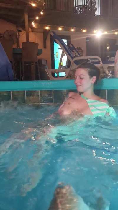 Letting loose in the public hot tub - Hoping some of the other hotel guests were watching