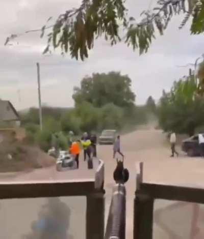 Ukrainian civilians greeting their liberators in the Kharkiv region