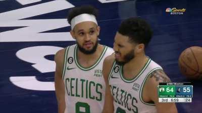 [Highlight] Jayson Tatum yams it in Rudy Gobert's face then falls down hard directly on his hip