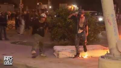 Watch as Rioters in Austin Texas Burn down a homeless mans belongings