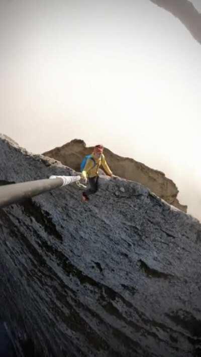 This person climbed up this mountain in Switzerland and got this incredible shot.