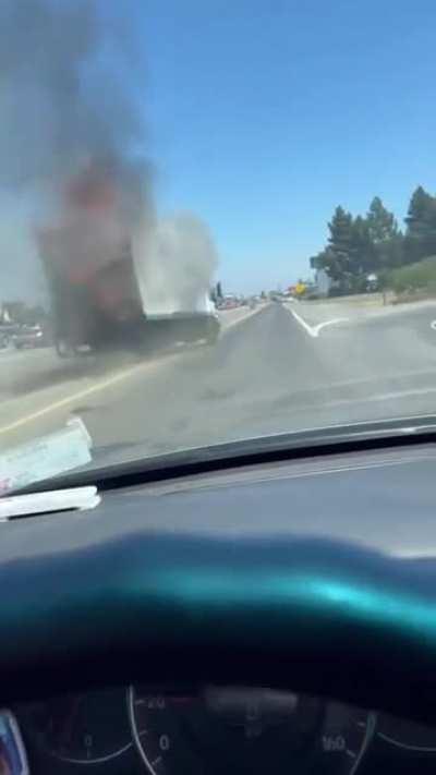 More video of the box truck driving while on fire