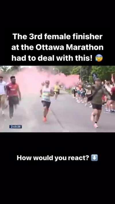 Well done mate, you successfully ruined this woman's race
