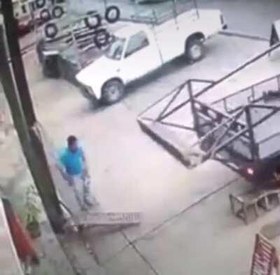 Slow motion video of a ninja escaping a fatal accident