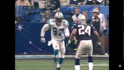 [Highlight] Super Bowl 38: Late in the 4th Q, Jake Delhomme finds Muhsin Muhammad for the longest TD reception in Super Bowl history.