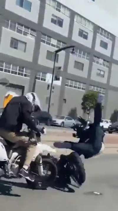 Stunt riding dirt bikes on city streets...