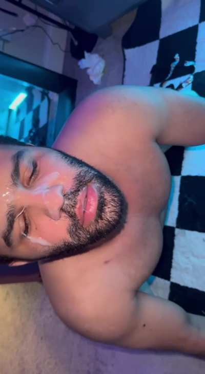 Made him get on his knees and stick out his tongue. Only to get it all over his face