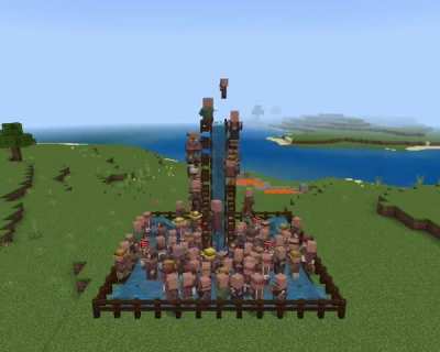 I made a villager fountain