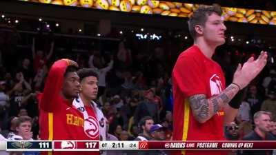 [Highlight] Trae blows by Zion for the lob to Capela and then bumps Zion