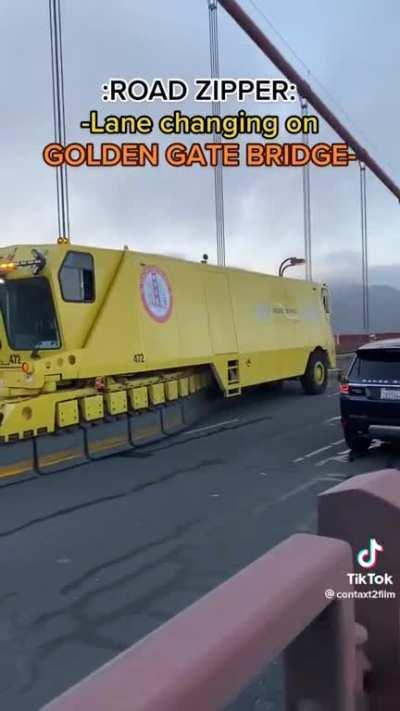 lane changing zipper machine on the golden gate bridge