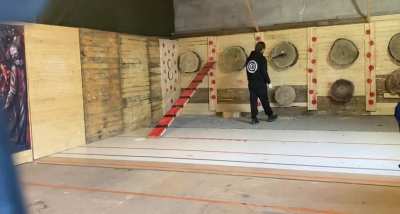 Playing card in half with double bit axe😁🇫🇮