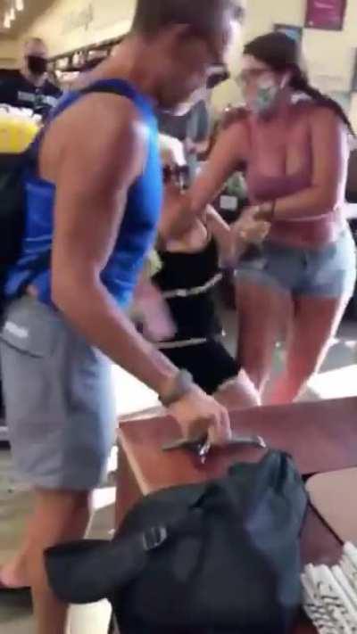 Karen gets dragged out of a store in Long Beach California for not wearing a mask