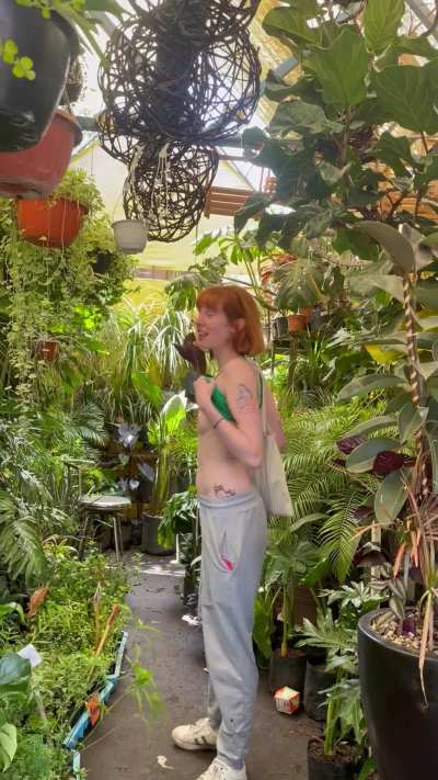 My friend dared me to flash at the garden centre, as the staff was re-potting my plant….