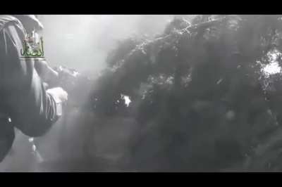 Opposition MG fighting position is engaged by an incoming Syrian Army RPG - E. Ghouta - 2014