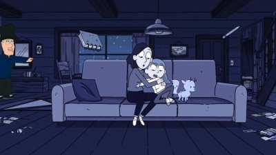 Mr Pewterschmidt rearranges Hilda's furniture