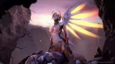 Mercy riding Soldier (ellowas)