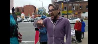 Discussion about abortion ends up in the guy executing a fully charged roundhouse kick in the most awkward way possible