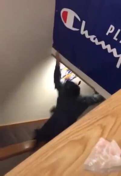 Trying to climb a wall