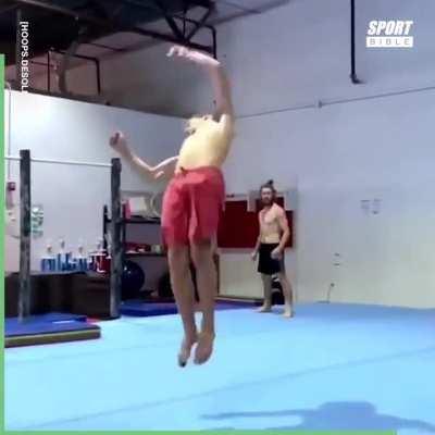 Amazing acrobatic jumps through hoops