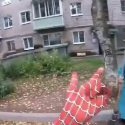 Russian SpiderMan disables The Wicked Witch of The West with his super powers!