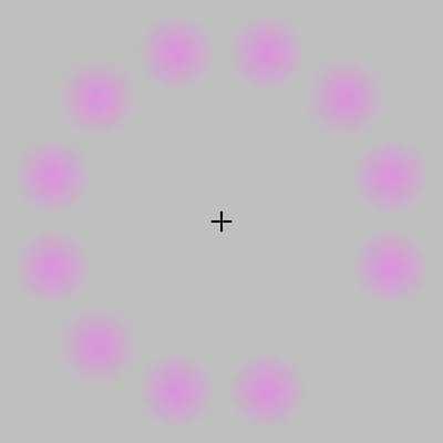 Stare at the cross and watch the pink dots disappear and a green light appears