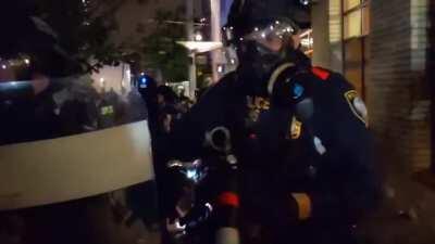 Force used on abolish ICE protester resisting arrest - Portland 18th September