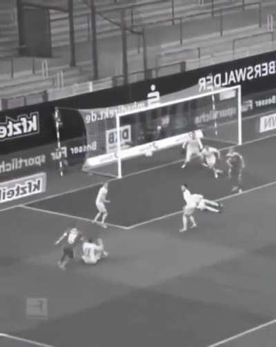 That ball was not gonna stop until that man stopped moving