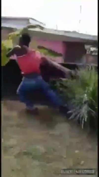 Presumably drunk guy tries to fight sober man