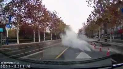 Elderly woman gets hit off her mobility scooter