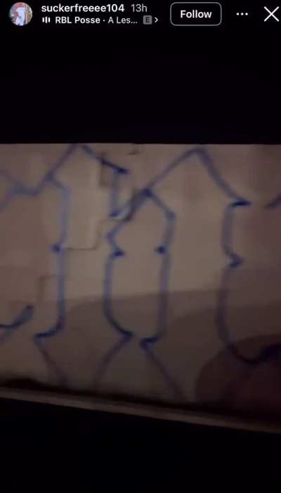 Last moments of Suckafree104 from Lennox 13/LA County, recently murdered over an alleged taxation dispute by a guy from his own hood. He was killed the night he filmed this story of his fresh tags in Lennox, and subsequently shot in front of the last piec