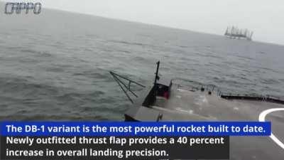 Space-X's new DB-1 Rocket makes a near perfect landing on an autonomous droneship