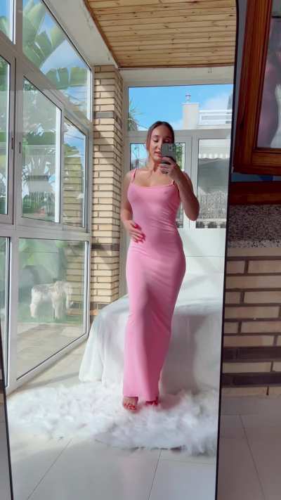 Tight pink dress, no panties, no bra—just me and my confidence