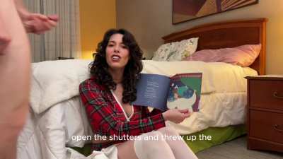 Reading a Christmas book and he came in my mouth!