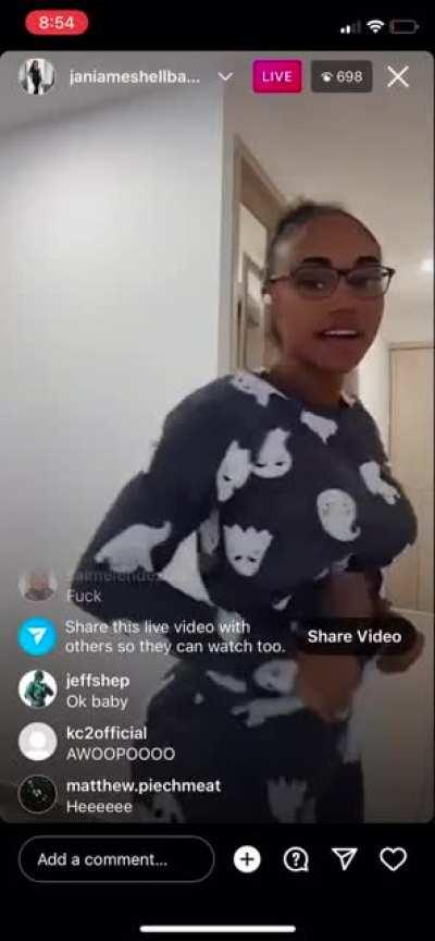 Jania shows post operation ass on live