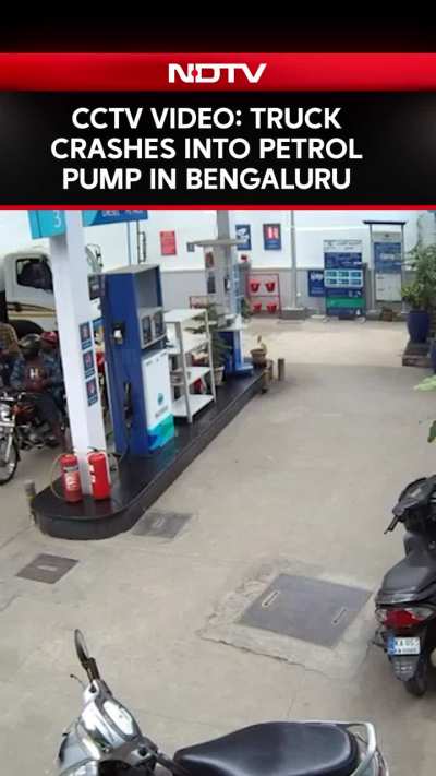 Truck Crashes Into Petrol Pump In Bengaluru