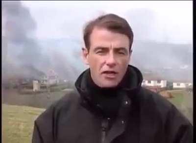 Video News Report of Serb policemen and civilians burning and looting an Albanian village during the Kosovo war