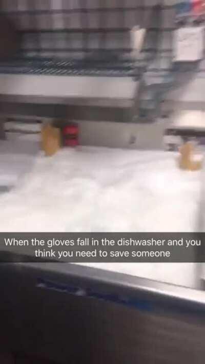 Gloves in dishwasher