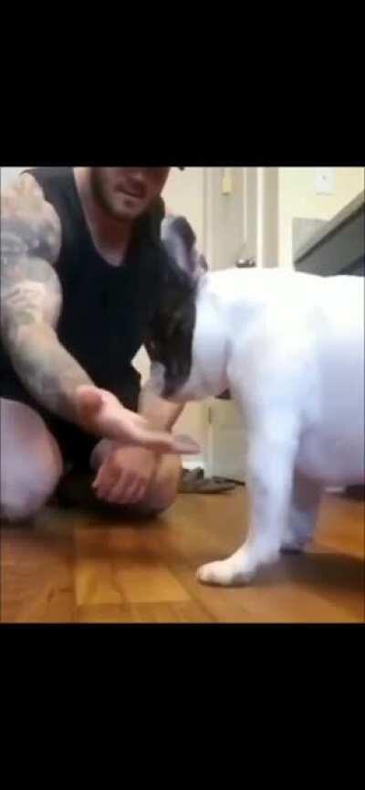 When he looks directing into the camera