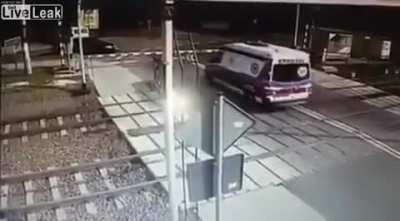 Ambulance hit by train, 2 died 1 survived, Poland