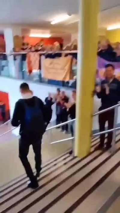 Meet Tadhg O'Donnell, a teenager who recently won a gold medal in the European Junior Championships in Italy. This is how his school in Ireland welcomed him back.