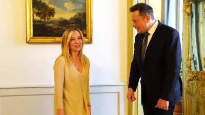Elon Musk meeting the Prime Minister of Italy today