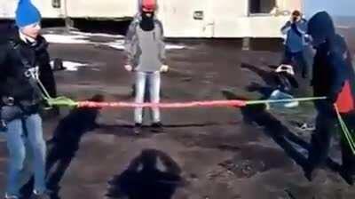 Russian low-budget bungee jump