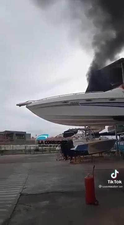Boat catches fire while in storage due to an electrical fault