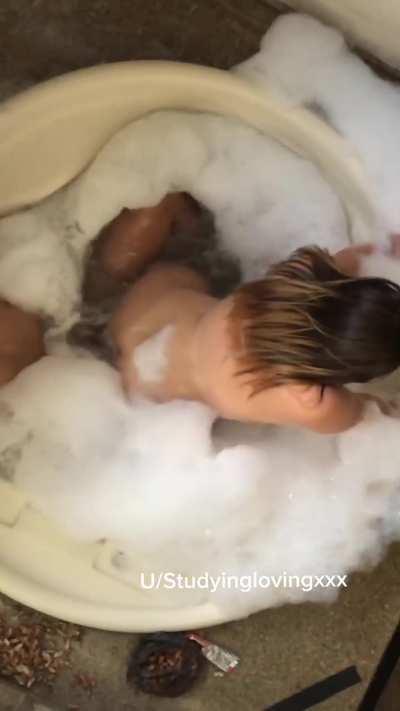 Step in the bathtub doing what we love most