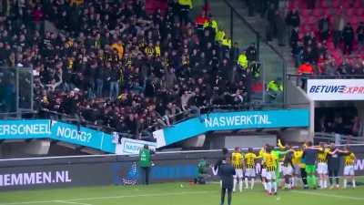 Part of the stand at a football stadium collapsed in the Netherlands today